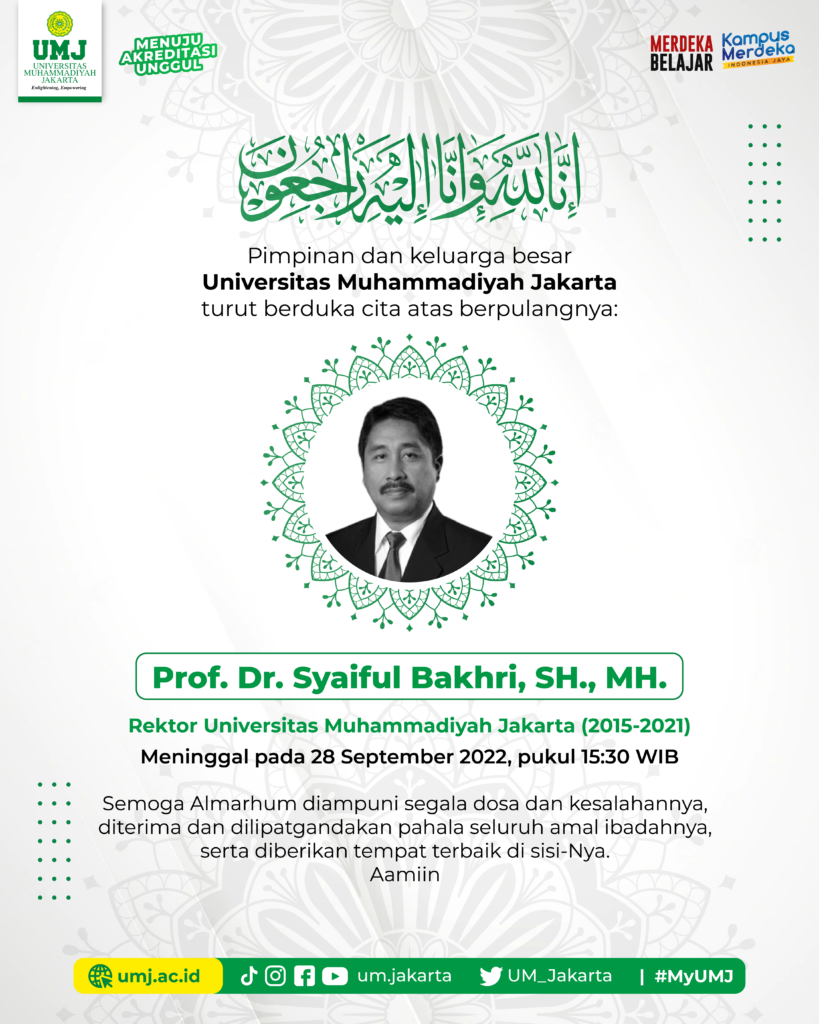 Berita Duka Cita, Prof Syaiful Bakhri Meninggal Dunia