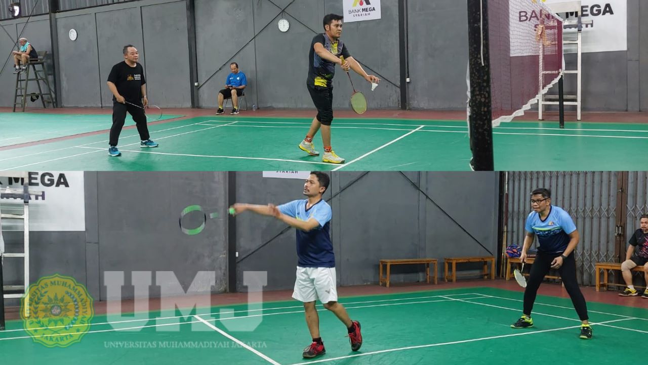 Pimpinan UMJ dan Bank Mega Syariah saat bermain Badminton di Hall Badminton UMJ, Jum'at (2/17/2023)