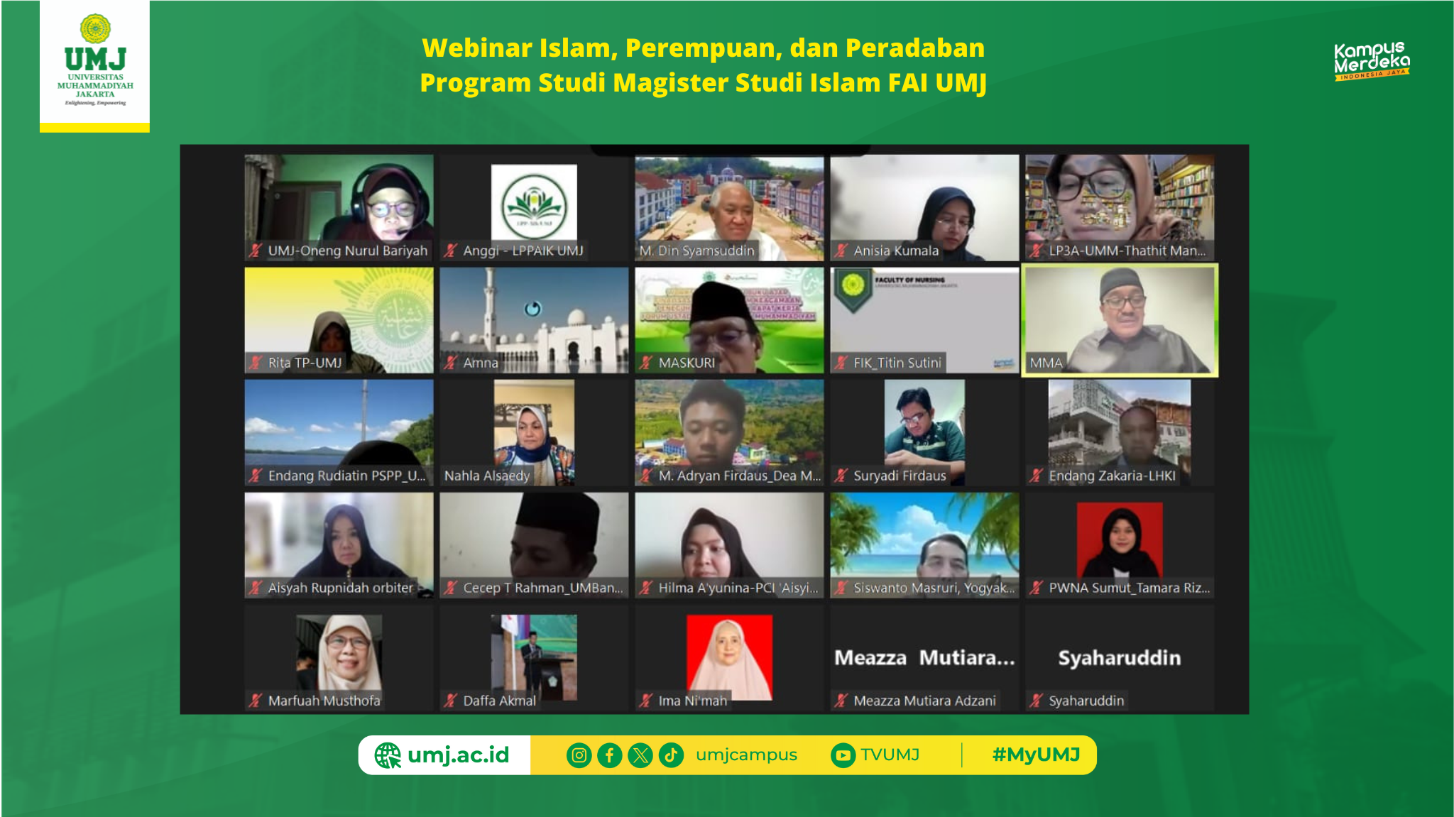 Webinar Islam, Perempuan, dan Peradaban Program Studi Magister Studi Islam FAI UMJ