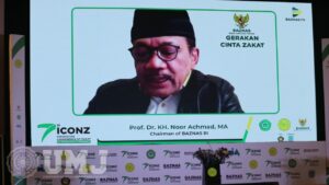 Ketua Baznas RI, Prof. Dr. KH. Noor Achmad, MA., Saat Menyampaikan Sambutannya dalam Gelaran Iconz Ke-7 di Aula KH. A. Azhar Basyir Universitas Muhammadiyah Jakarta,