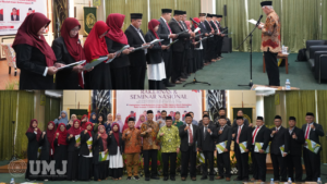 Pelantikan Pengurus ASLAMA Periode 2024-2026, serta Rapat Kerja Nasional dan Seminar Nasional secara hybrid di Auditorium dr. Syafri Gurucci, Fakultas Kedokteran dan Kesehatan Universitas Muhammadiyah Jakarta (FKK UMJ), Jumat (1/3/2024).