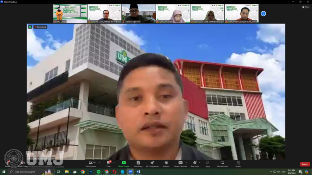 Warek IV UMJ Dr. Septa Candra, SH. MH., dalam penutupan dan penganugerahaan Mahasiswa Berprestasi PTMA 2024, Sabtu (6/4/2024).