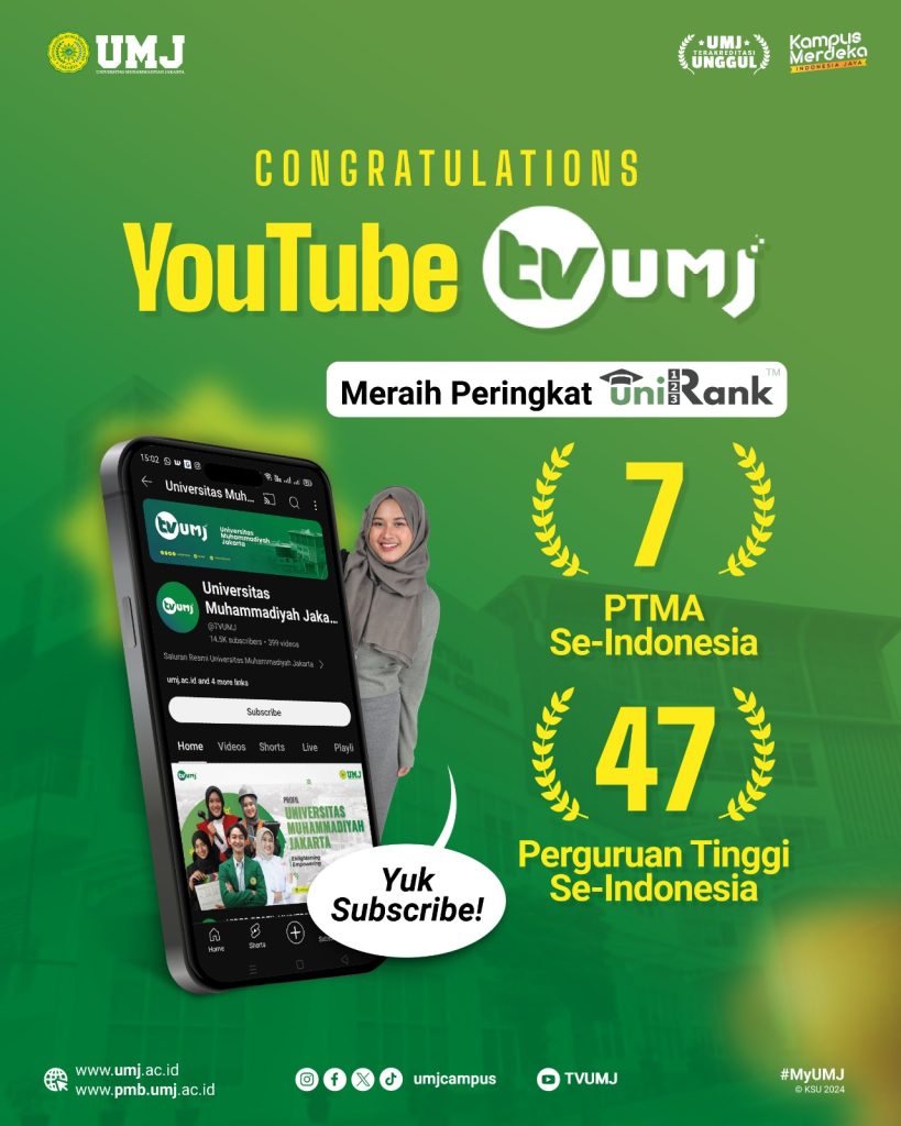 Youtube TV UMJ Peringkat 7 PTMA dan 47 Perguruan tinggi se-indonesia
