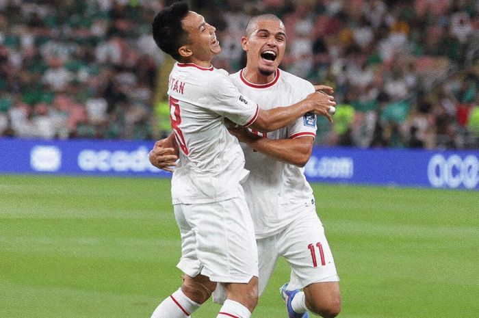 Ragnar Oratmangoen (kanan) usai mencetak goal di Stadion King Abdullah Sports City, Jumat (6/9/2024) Sumber : Instagram Timnas Indonesia