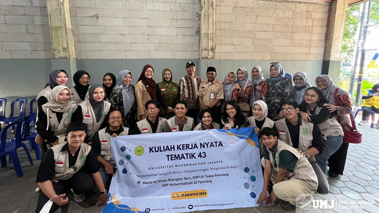 Mahasiswa Kuliah Kerja Nyata (KKN) Tematik Kelompok 43 Universitas Muhammadiyah Jakarta (UMJ) melakukan program penyuluhan edukasi di Masjid Al Ikhsan Bojongsari Baru, Pamulang,