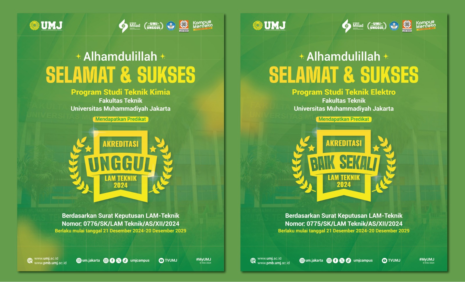 Dua Program Studi di FT UMJ Raih Akreditasi Unggul dan Baik Sekali