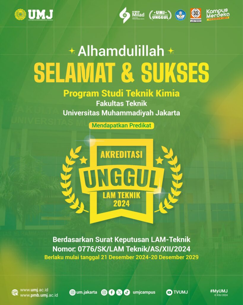 Program Studi Teknik Kimia FT UMJ Mendapat Predikat Unggul