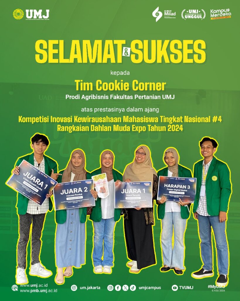 Tim Cookie Corner FTan UMJ Meraih Juara Inovasi kewirausahaan Mahasiswa tingkat Nasional