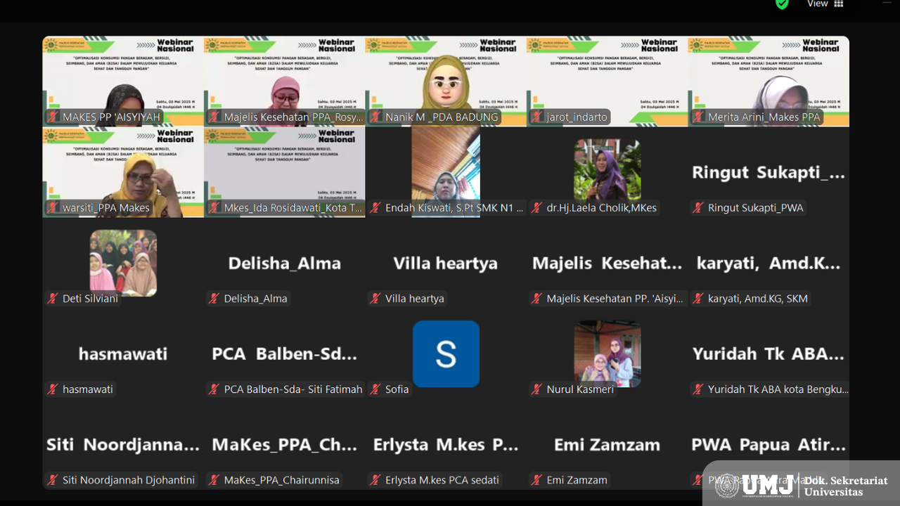 Webinar Nasional yang diselenggarakan oleh Majelis Kesehatan Pimpinan Pusat ’Aisyiyah, Sabtu (03/05/2025). (Foto: Zoom Meeting)