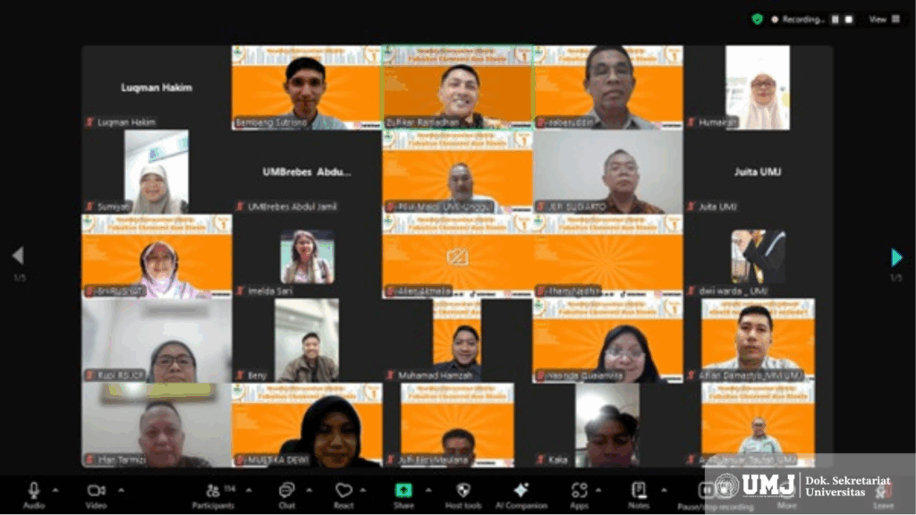Peserta MoDis Session 1 menyimak paparan narasumber melalui platform Zoom (23/5/2025) (Foto: KSU UMJ)