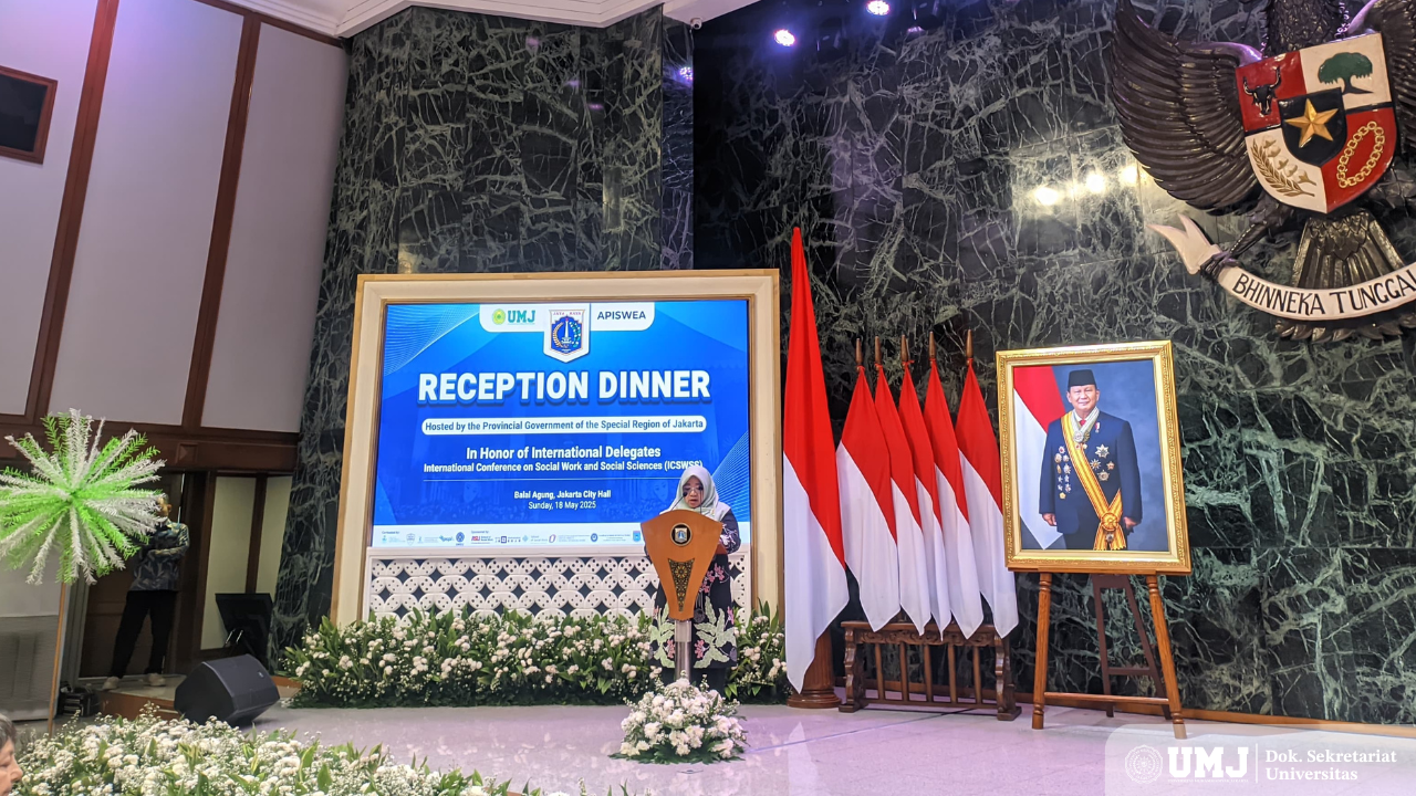 Kepala Dinas Pendidikan DKI Jakarta Dr. Nahdiana saat sambutan di jamuan makan malam (reception dinner) ICSWSS 2025 di Balai Kota DKI Jakarta, Minggu (28/05/2025). (Foto: KSU/Alwi)