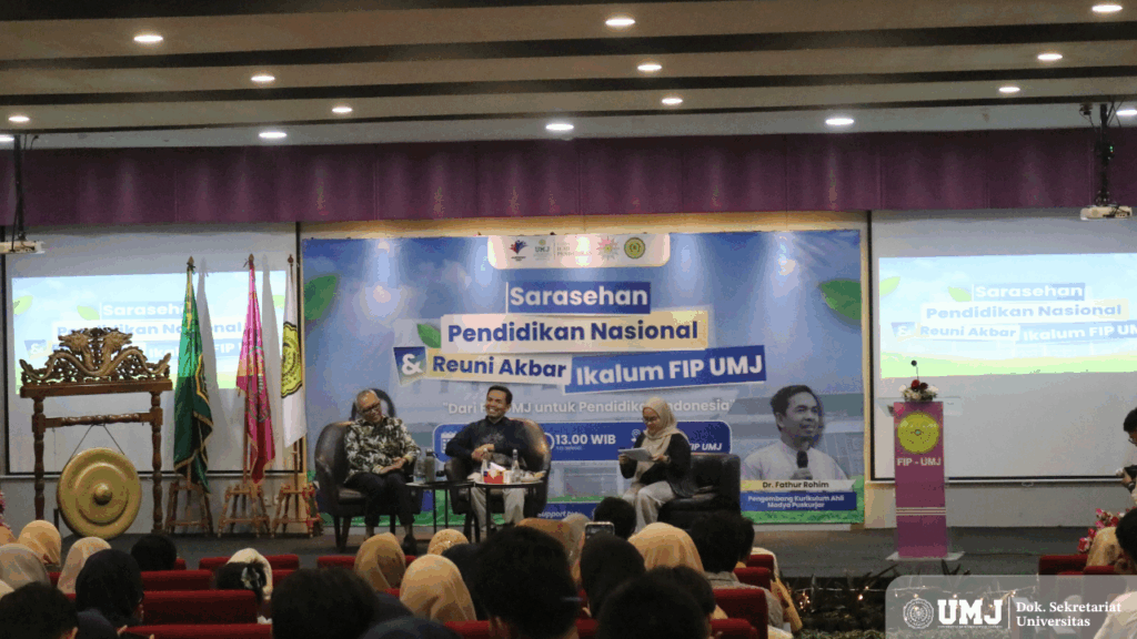 Sarasehan pendidikan nasional FIP UMJ yang berlangsung di Auditorium FIP UMJ, Selasa (28/05/2025). (Foto: KSU/Fahri)