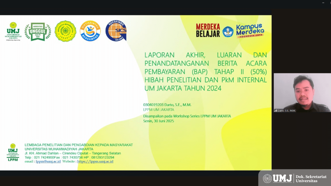 Optimalisasi Pelaporan Hibah, LPPM UMJ Sosialisasikan Neo Simlitabmas