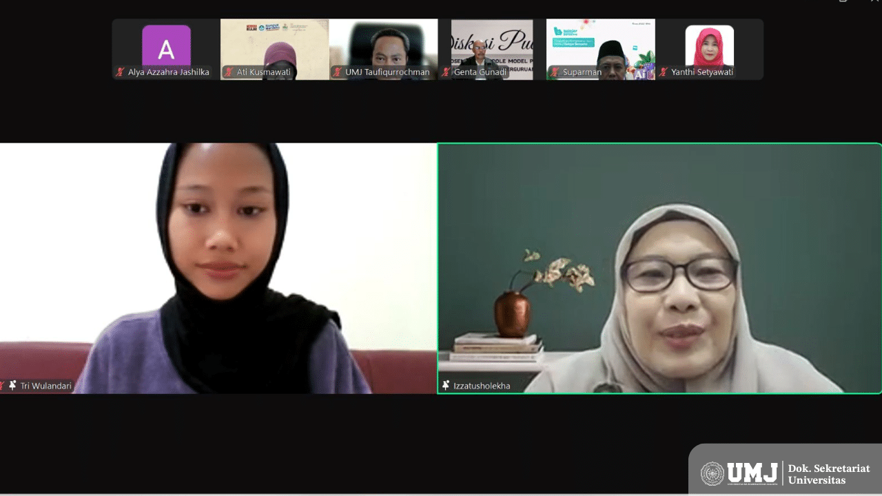 Diskusi Publik Unit Pelaksana Teknis Layanan Konseling dan Psikologi Mahasiswa (UPT LKPM) bersama Satuan Tugas Pencegahan dan Penanganan Kekerasan (SATGAS PPKPT) tentang Peran Dosen sebagai Role Model Pencegahan Kekerasan Seksual Di Perguruan Tinggi yang disampaikan oleh Dr. Izzatusolekha, M.Si., Kamis (29/06/2025) (Foto: KSU UMJ).