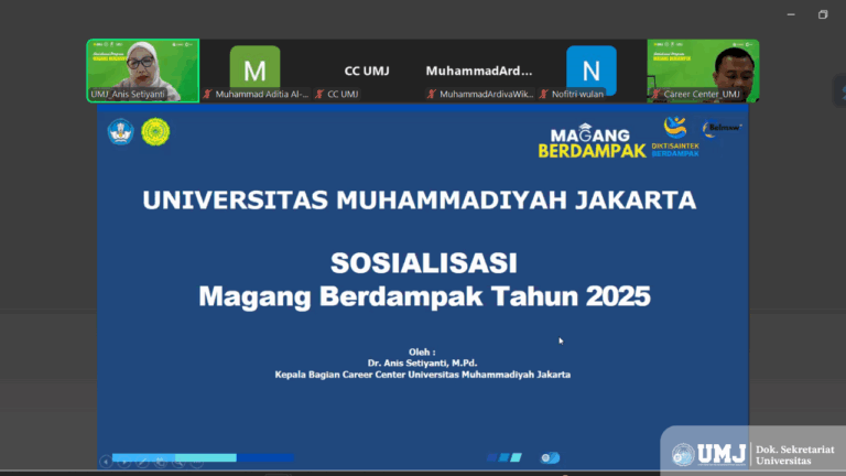 Pelaksaan sosialisasi Program Magang Berdampak 2025 secara daring, Rabu (25/06/2025). (Foto: KSU/Alwi)