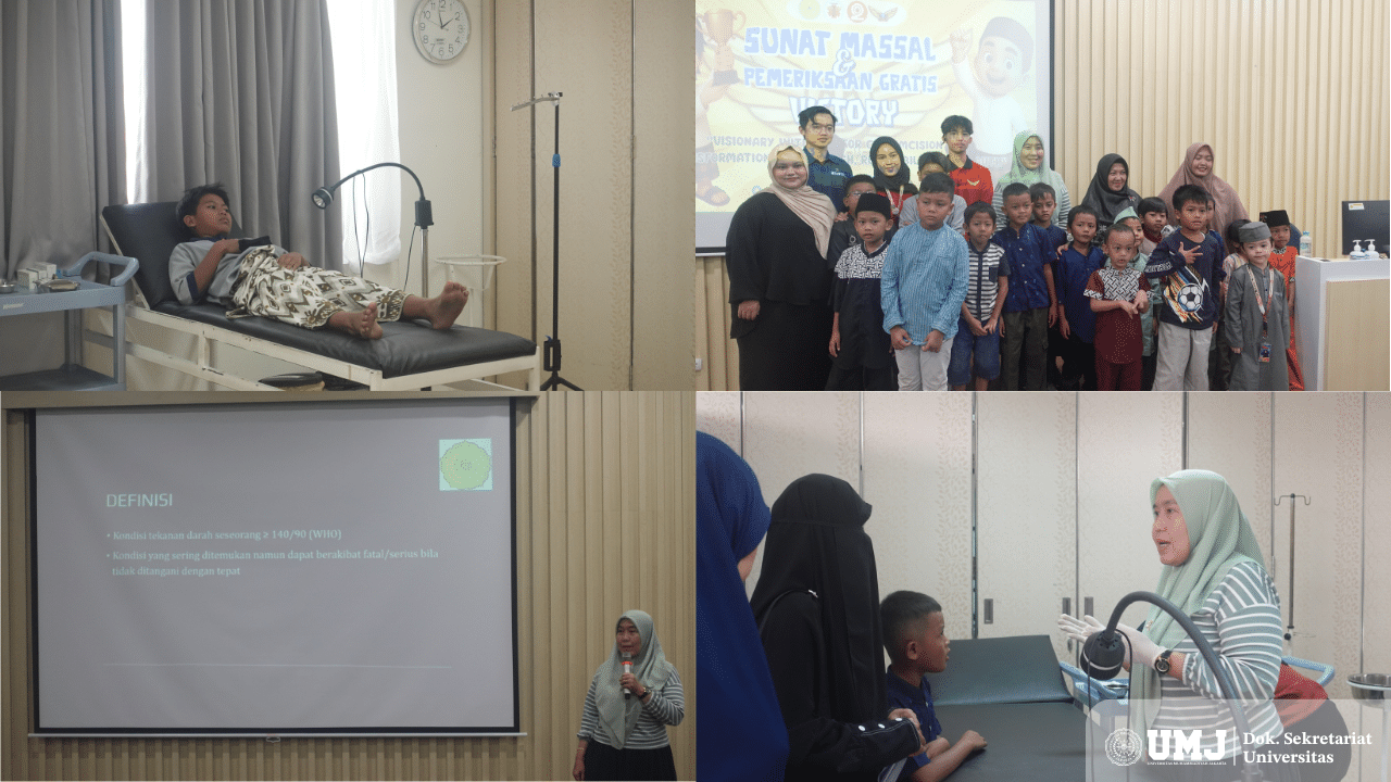 Rangkaian kegiatan sunat massal dan pemeriksaan kesehatan gratis di Lantai 3 Gedung FKK UMJ, Minggu (13/07/2025). (Foto: KSU/Alwi)