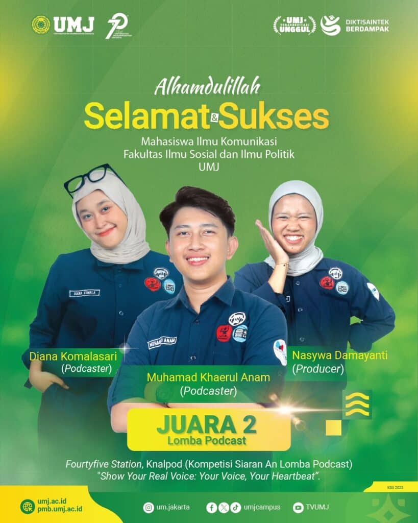 Mahasiswa Ilmu Komunikasi FISIP UMJ meraih Juara 2 dalam Lomba Podcast