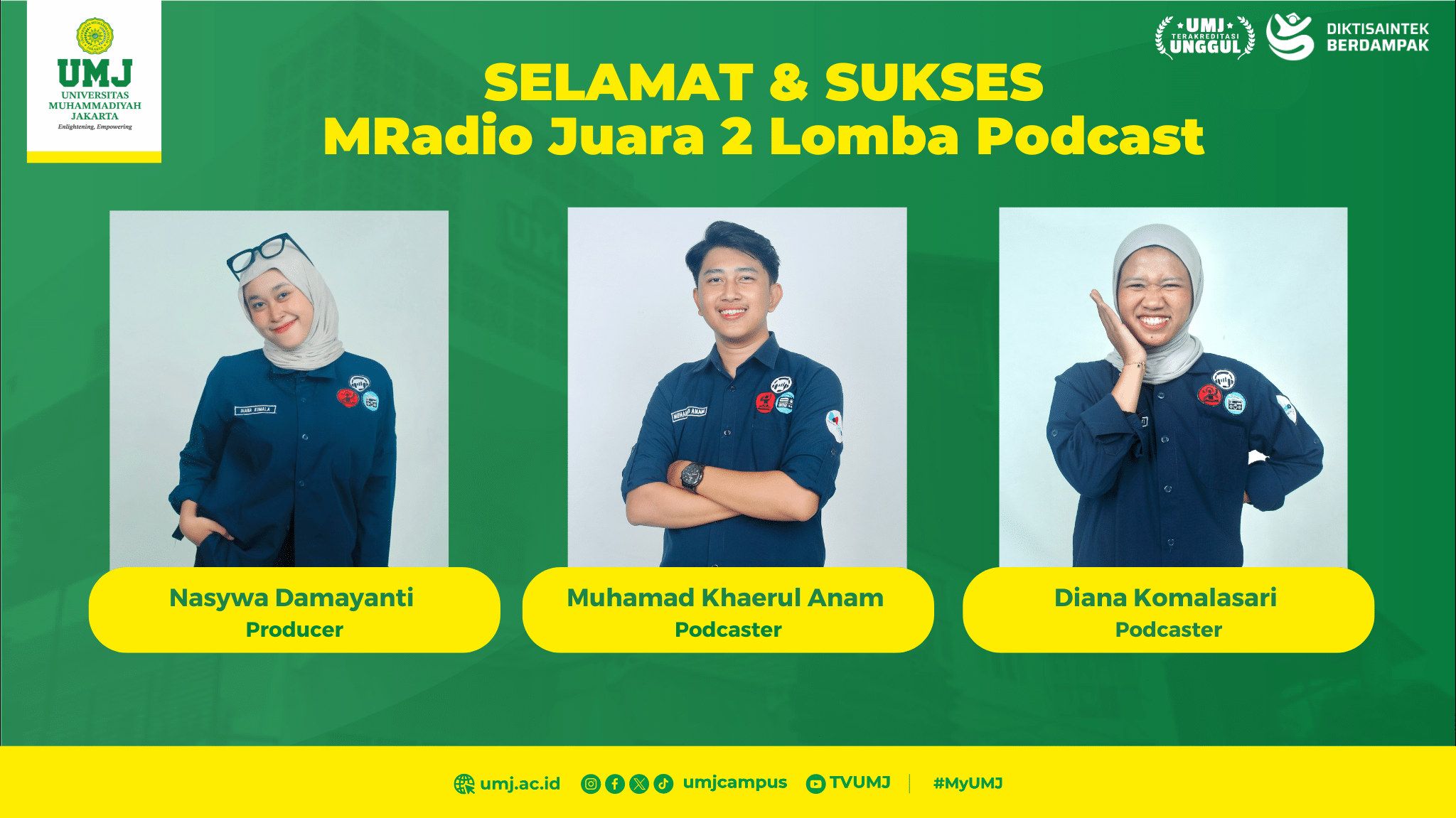 Tunjukkan Kompetensi Lewat Podcast, MRadio UMJ Raih Juara Dua di Knalpod 2025