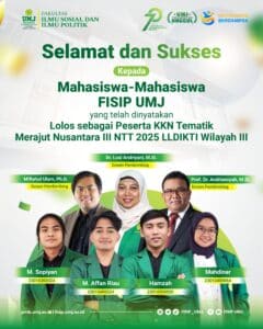 Dosen pembimbing dan Mahasisiswa UMJ yang lolos sebagai peserta KKN Tematik Merajut Nusantara III di NTT (Foto: IG FISIP UMJ)