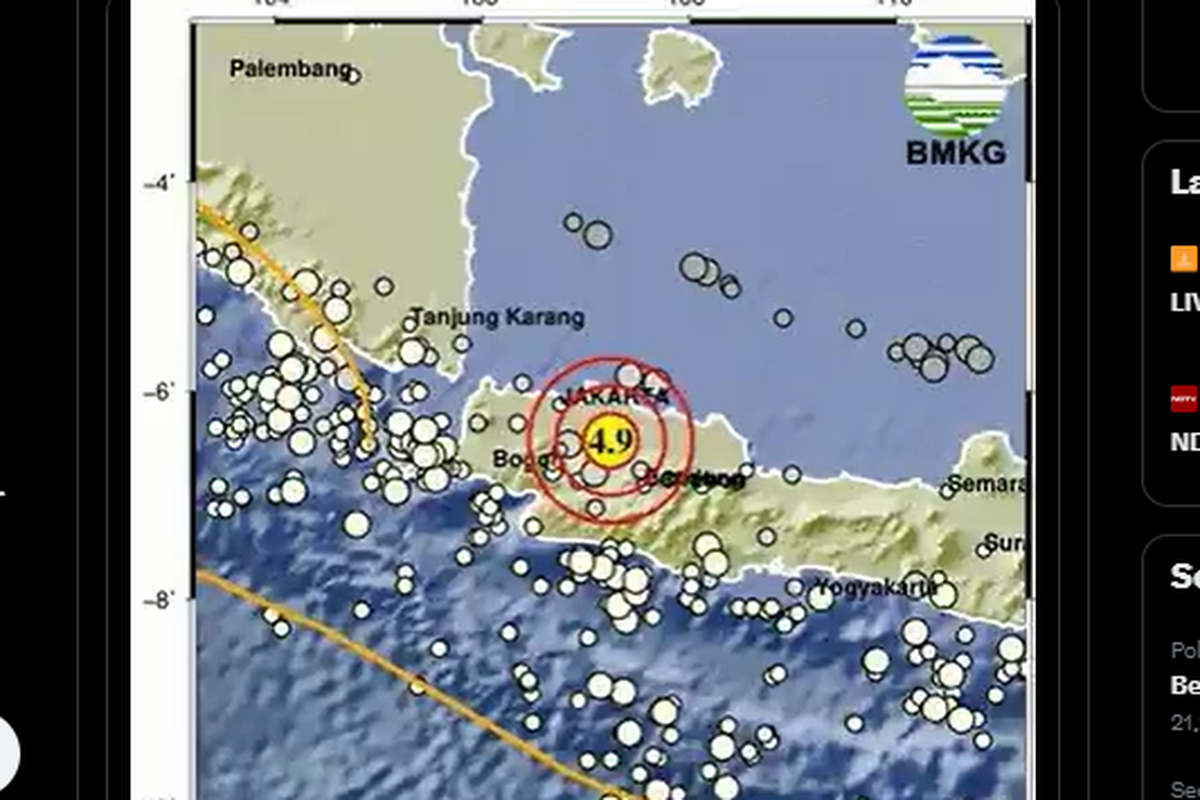 Gempa Mmagnitudo 4,9 guncang Bekasi (foto: kompas.com)