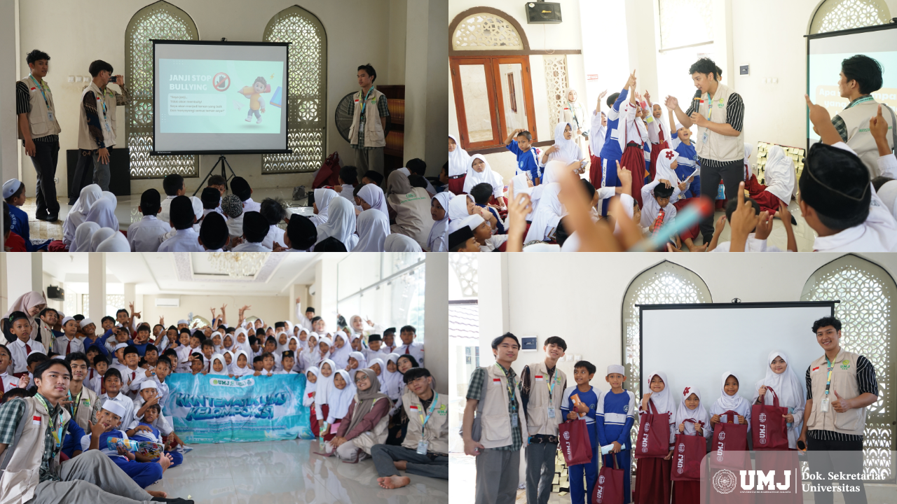 Rangkaian kegiatan edukasi anti bullying yang dilakukan oleh kelompok 37 KKN Tematik UMJ di SD-IT An-Nur Desa Babakan Ciseeng Bogor, Selasa (12/08/2025). (Foto: Dok. Pribadi)