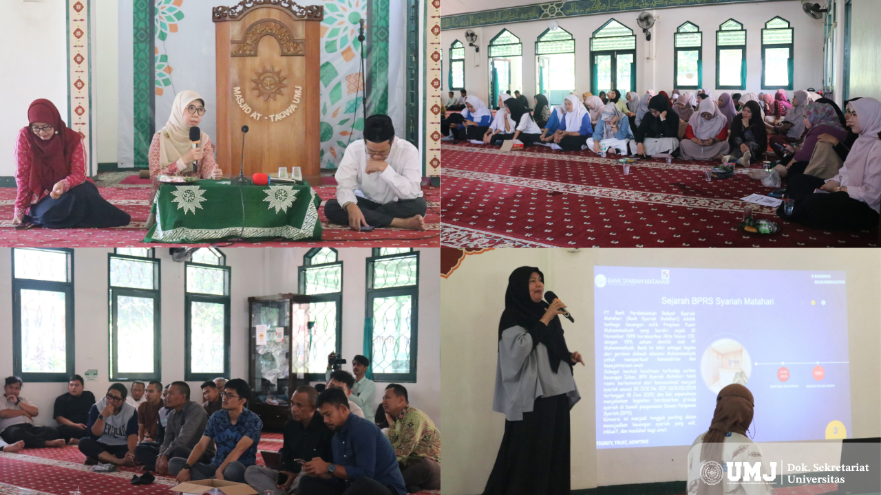 Kegiatan sosialisasi Bank Syariah Matahari yang berlangsung di Masjid At-Taqwa UMJ, pada Jumat (15/08/2025). (Foto: KSU/Fahri)