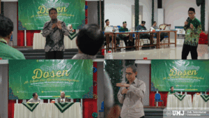 Pemateri menyampaikan paparannya dalam acara Upgrading Dosen AIK UMJ pada 9–11 September 2025 di Serua Green Village, Depok. (Foto : KSU/Taslim Septia Prima)