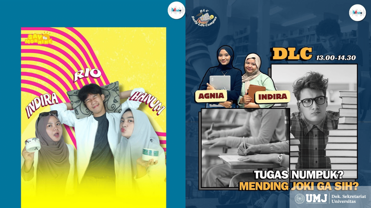 Indira Dwi Kusumawardani saat menjadi announcer di Mradio UMJ (Foto : Dok.Pribadi)