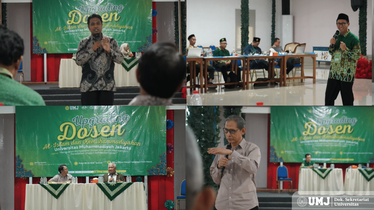 Pemateri menyampaikan paparannya dalam acara Upgrading Dosen AIK UMJ pada 9–11 September 2025 di Serua Green Village, Depok. (Foto : KSU/Taslim Septia Prima)