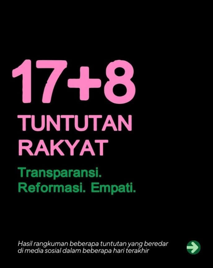 17+8 Tuntutan Rakyat (Foto : tangkapan layar dari Instagram @jeromepolin)